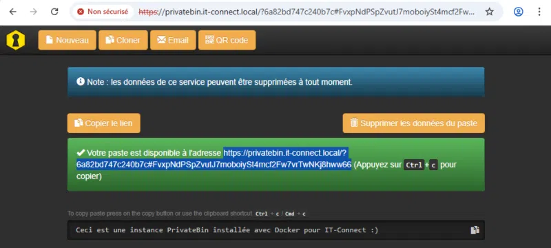 一个 PrivateBin 实例。
